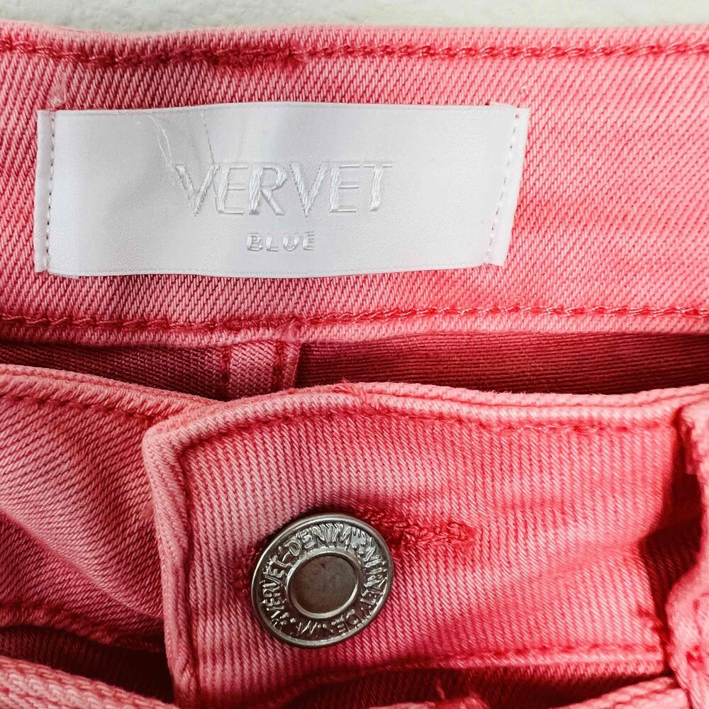 Vervet Blue Pink High Rise Wide Leg Belted Denim Jeans Size 26 NEW - Picture 9 of 12